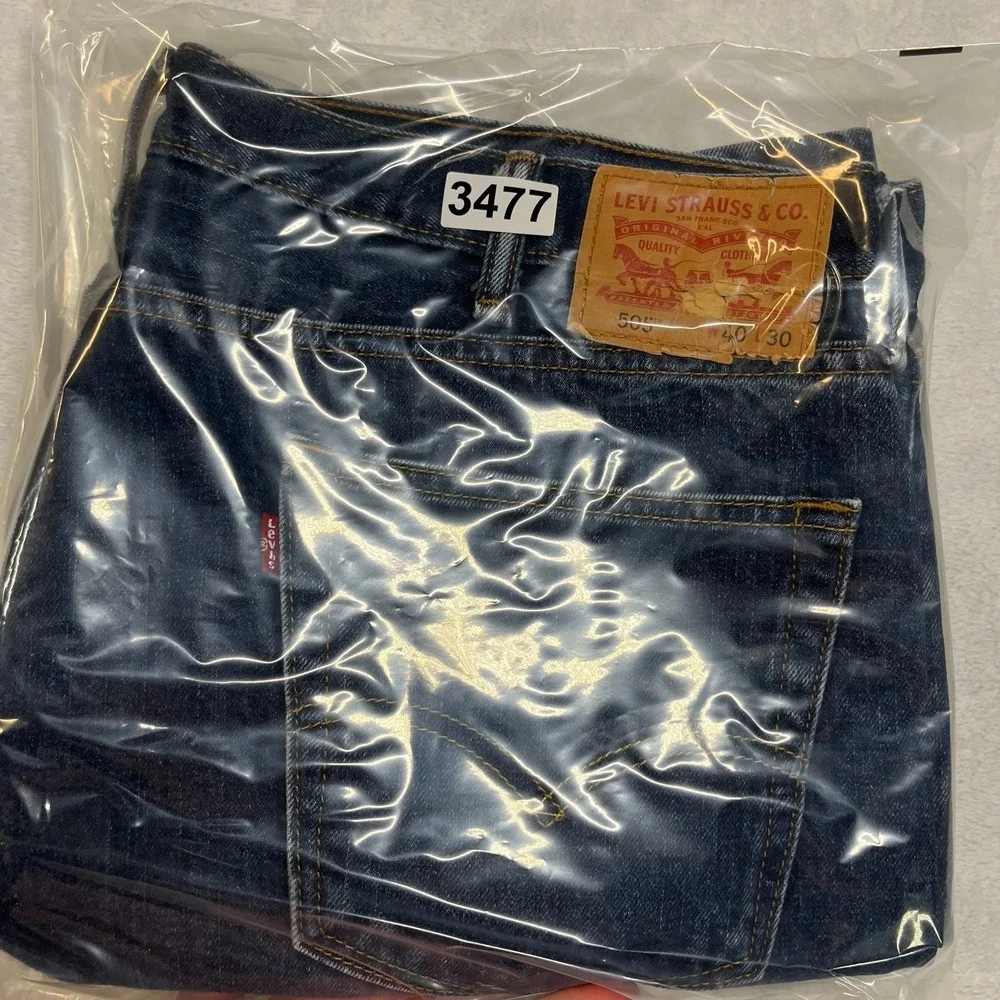 Levi's 505 Jeans Men's Blue Denim High Rise Relaxed Straight Fit Zip Fly - 40x28